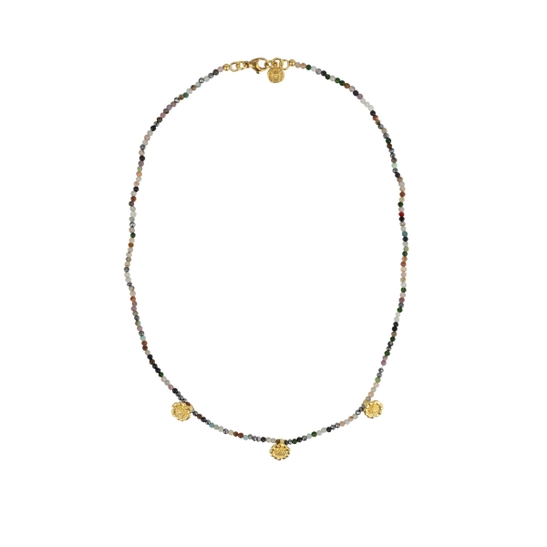 Kette aus Messing, vergoldet, Chalcedon