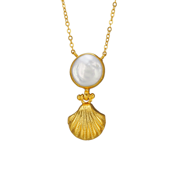 Kette aus Messing, vergoldet, Barockperle