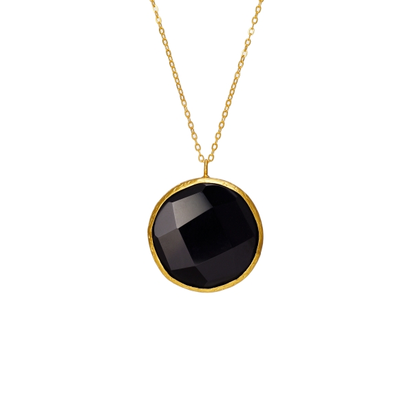 Necklace made from brass, goldplated, Onyx