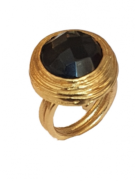 Ausgefallener VERGOLDETER Ring sch\u00f6ne Stein und Zirkonia Steinchen Gr.20 chmuck Ringe Goldringe