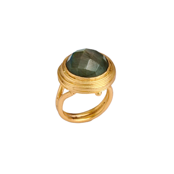 Ring made from brass, goldplated, Labradorite