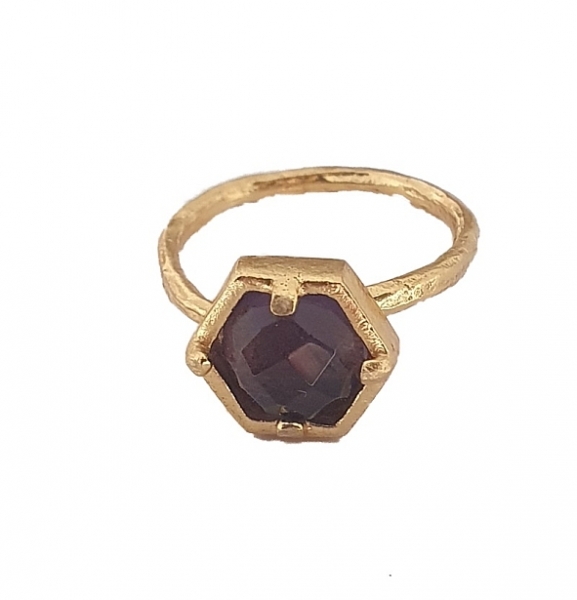 Ring aus Messing, vergoldet mit Amethyst