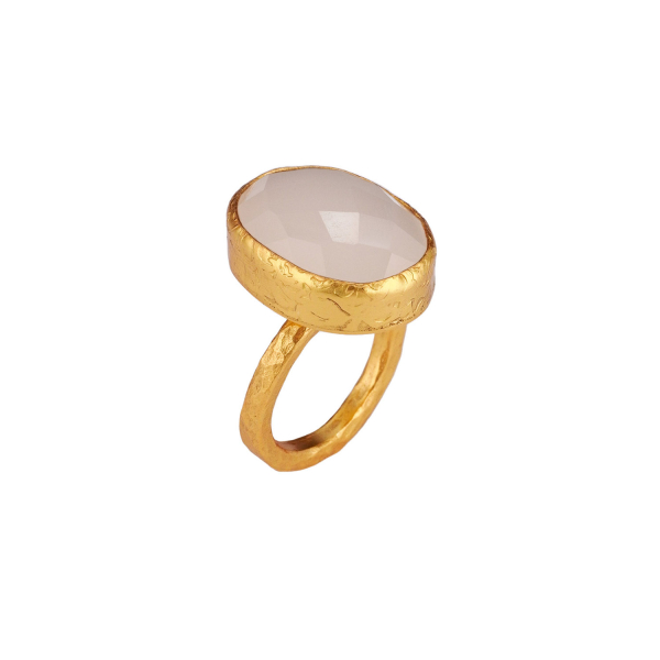 Ring aus Messing vergoldet, Chalcedon