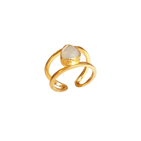 Ring aus Messing vergoldet, Chalcedon