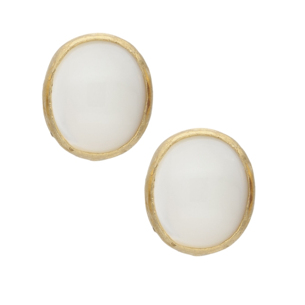 Earring made from brass, goldplated, mother of pearl