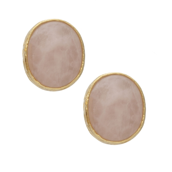 Earring made from brass, goldplated, Rosequartz