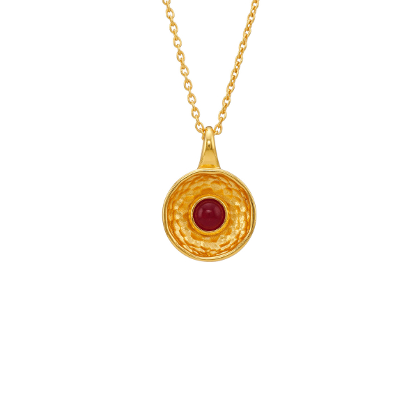 Kette aus Messing, vergoldet, roter Quartz