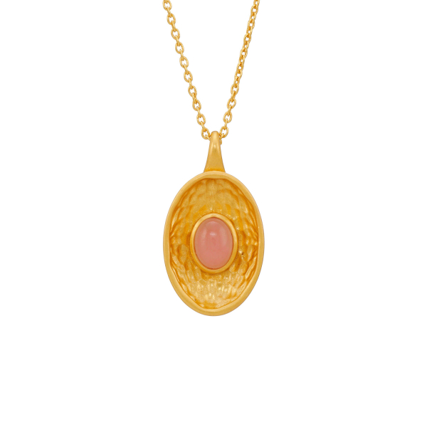 Kette aus Messing, vergoldet, pink Quartz