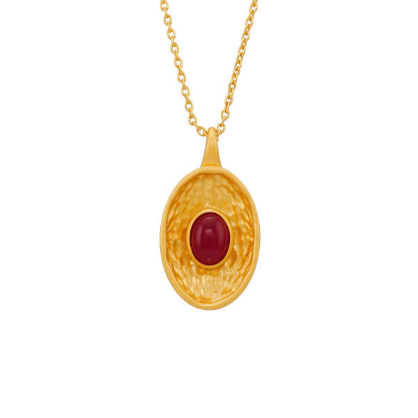 Kette aus Messing, vergoldet, roter Quartz