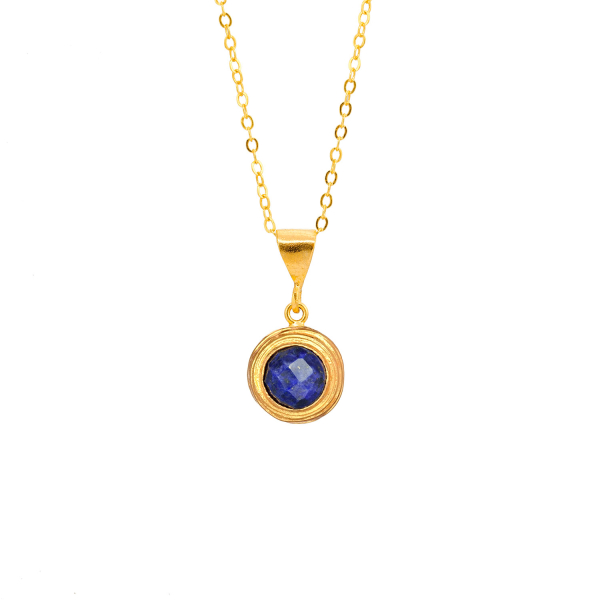 Kette aus Messing vergoldet, Lapislazuli
