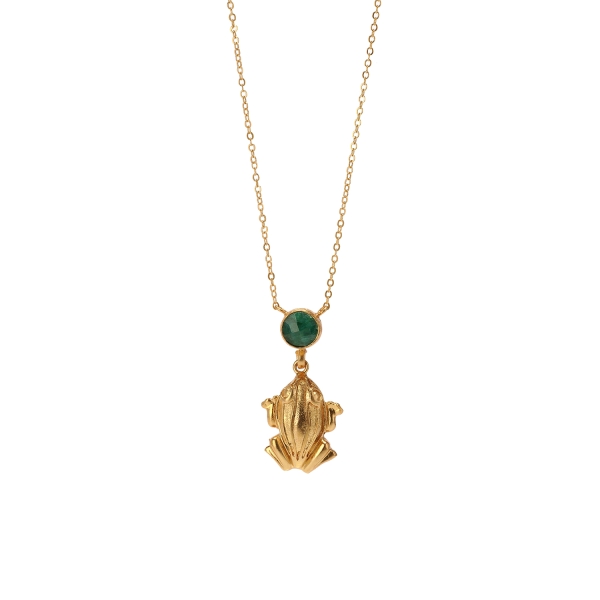 Kette aus Messing, vergoldet, Smaragd